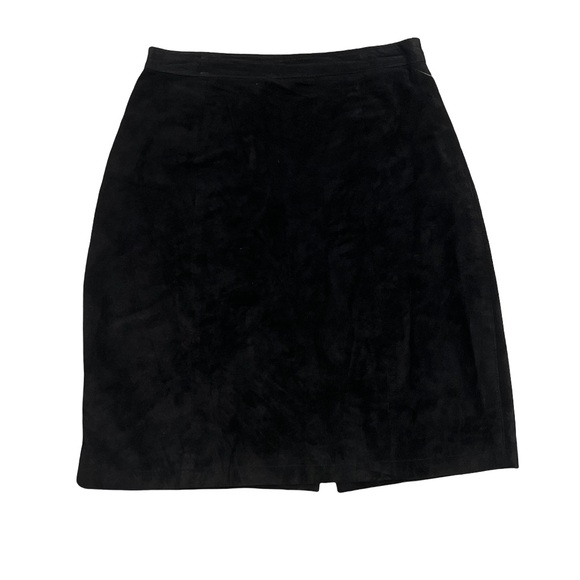 Vintage Dresses & Skirts - Black suede genuine leather skirt